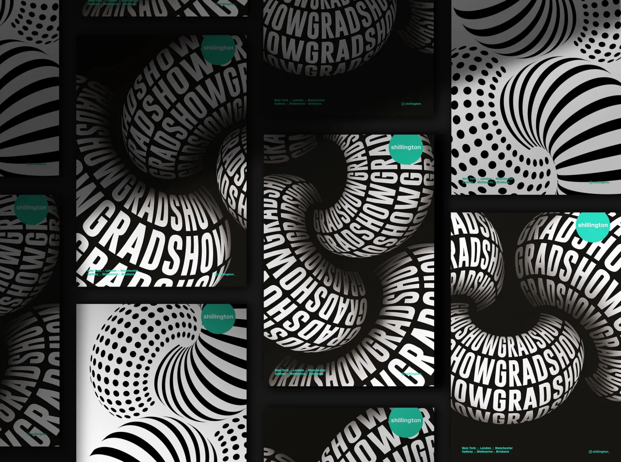 Shanti Sparrow's identity for Shillington's Spring graduation exhibitions