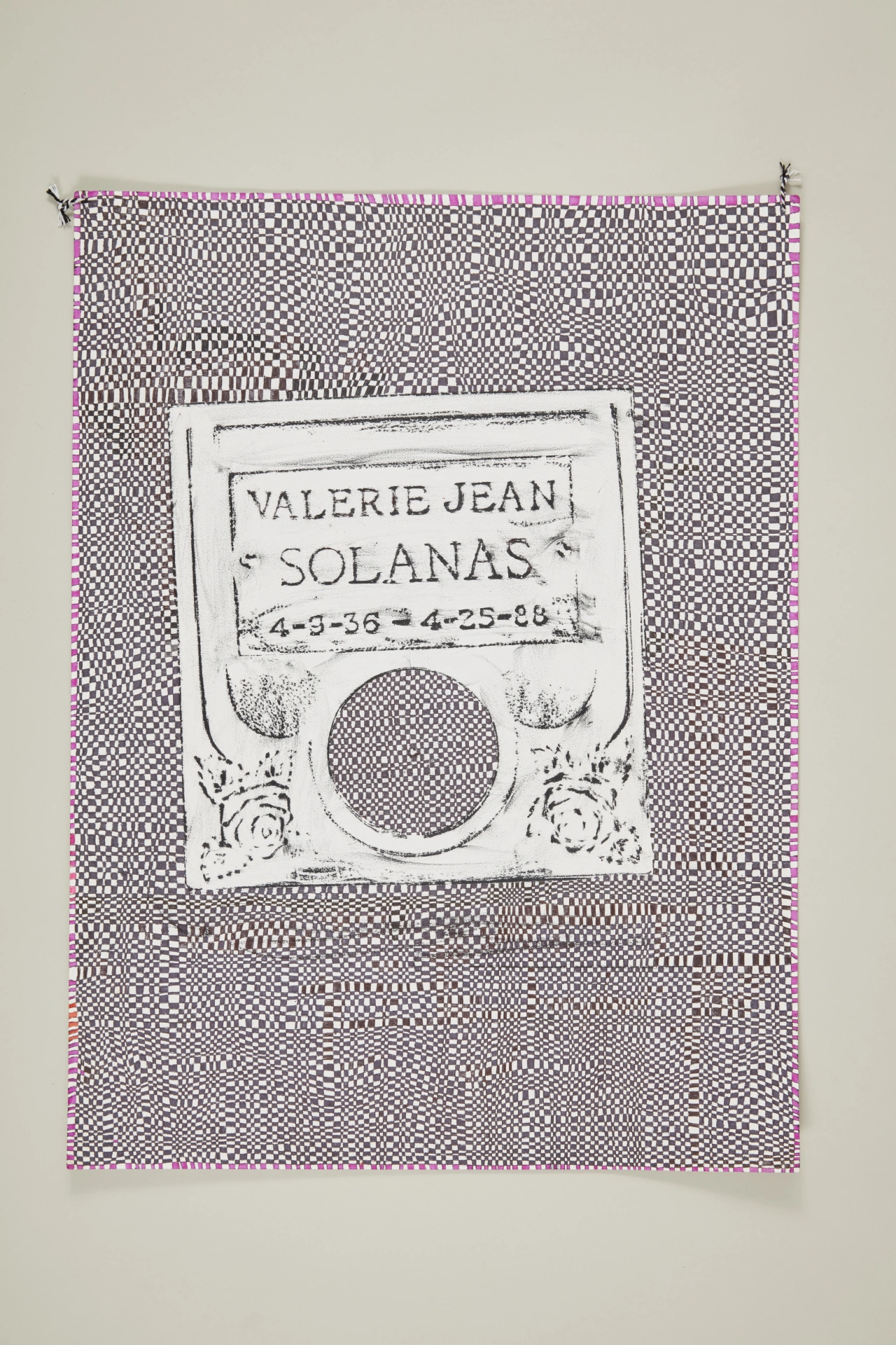 Scott Covert, Lifetime Drawing, Valerie Jean Solanas (who shot Andy Warhol), Pink, 2021 Courtesy of the artist