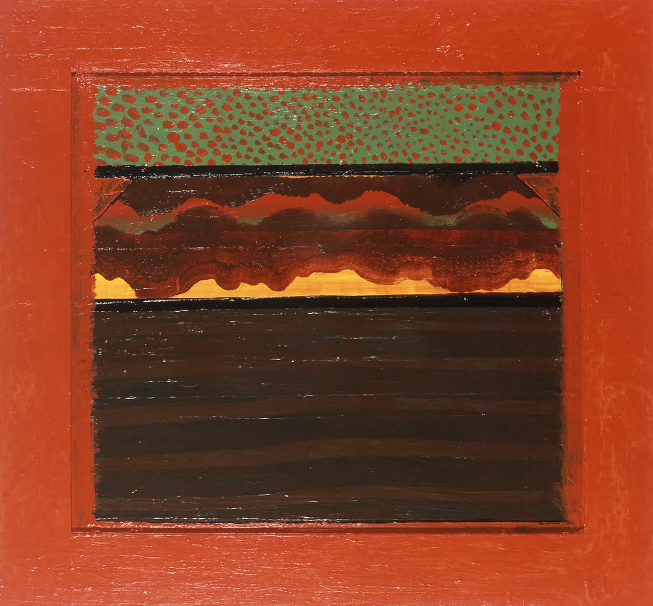 Howard Hodgkin Bombay Sunset, 1972–73 Oil on wood, 44.5 x 98cm | Credit: © Howard Hodgkin Courtesy the artist and Gagosian