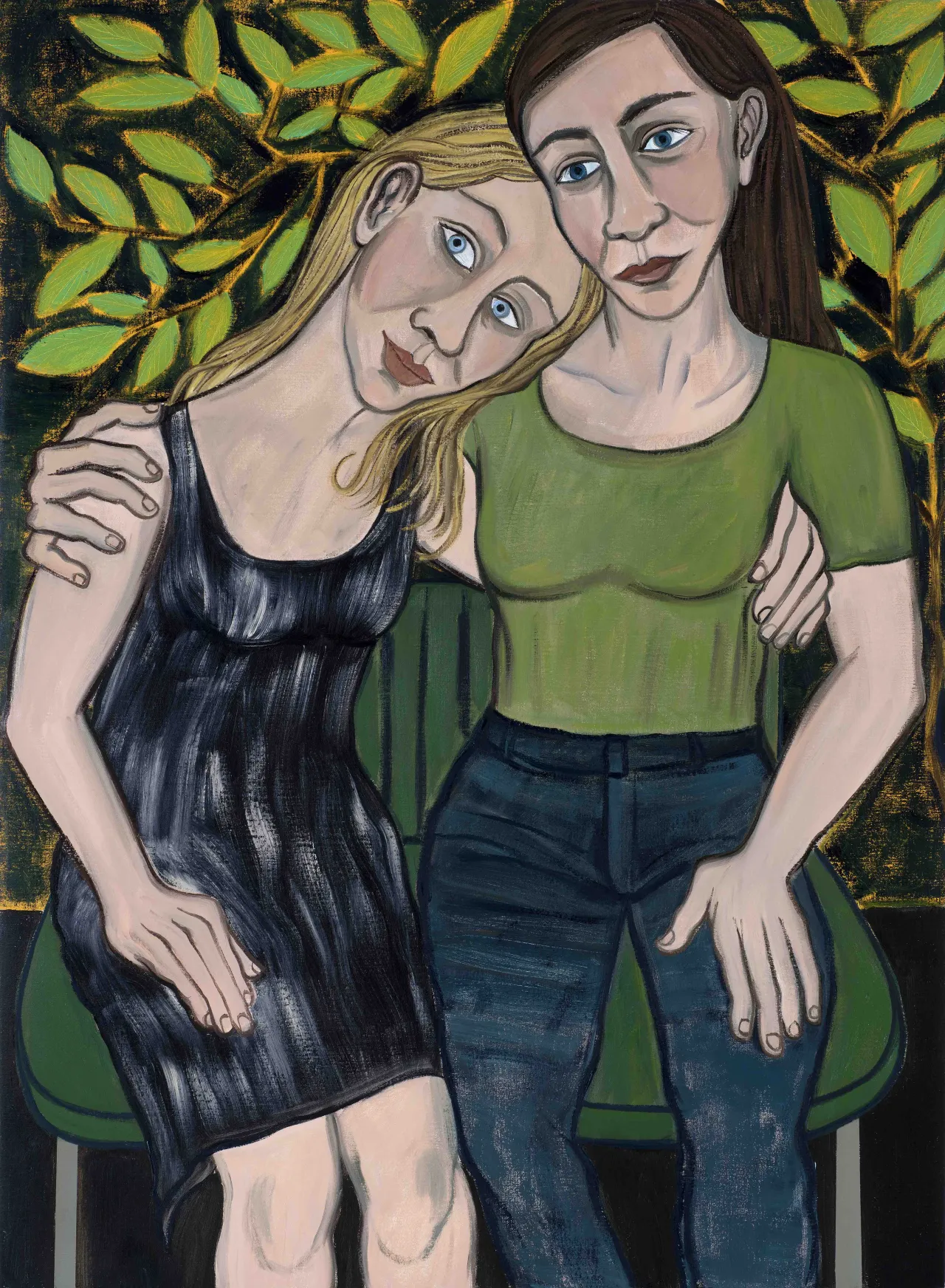 Eileen Cooper, 'Sisters', 2019, oil on canvas, 48 × 35 in (122 × 90 cm)
