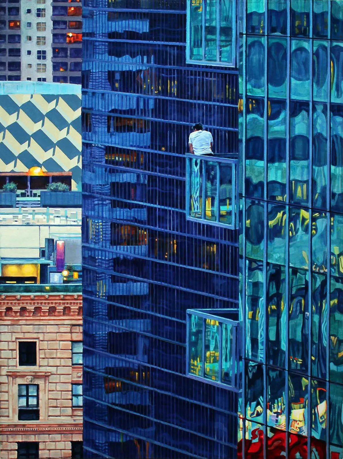 The Balcony - Oil on paper adhered to wood