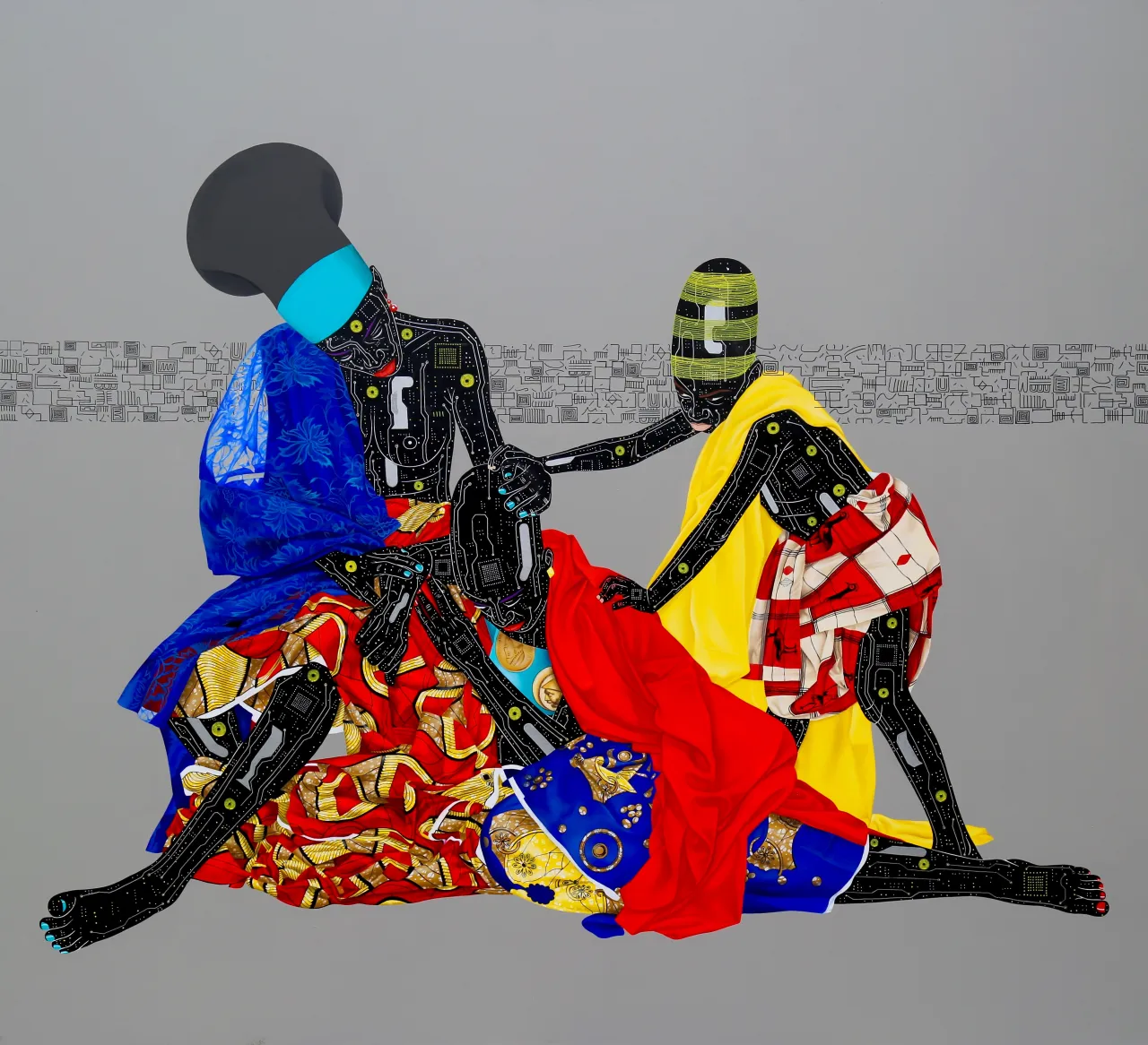 Eddy Kamuanga Ilunga, Oubilez le passé et vous perdez les deux yeux (2016), moon gold, nails, earth, water, coffee, and archival varnish on wood. Courtesy of the artist and October Gallery
