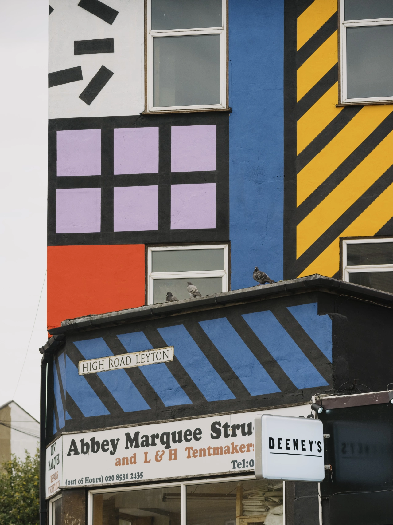 Walala Parade by Camille Walala in Leyton. Commissioned by Wood Street Walls. Photography by Tim Crocker