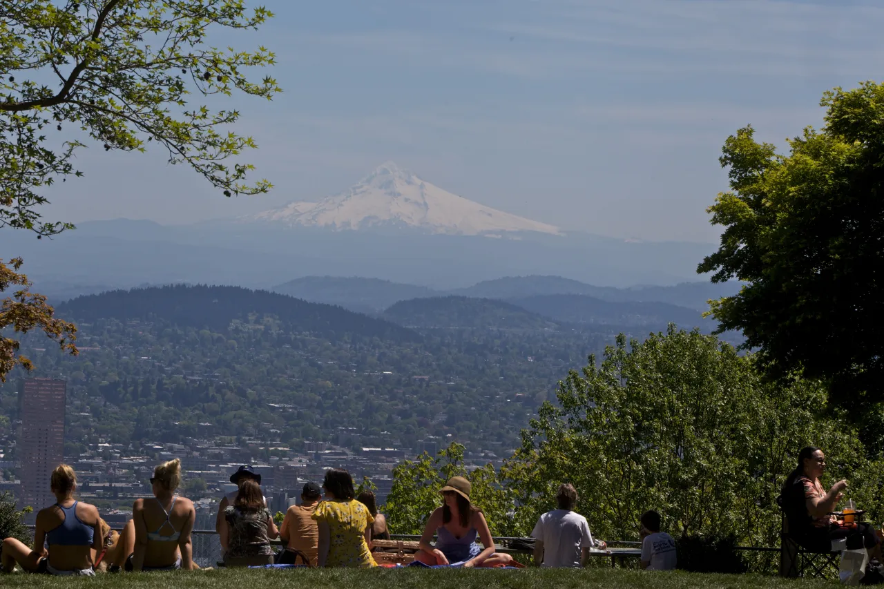 The Pittock Mansion and Mt Hood. Image courtesy of Travel Portland