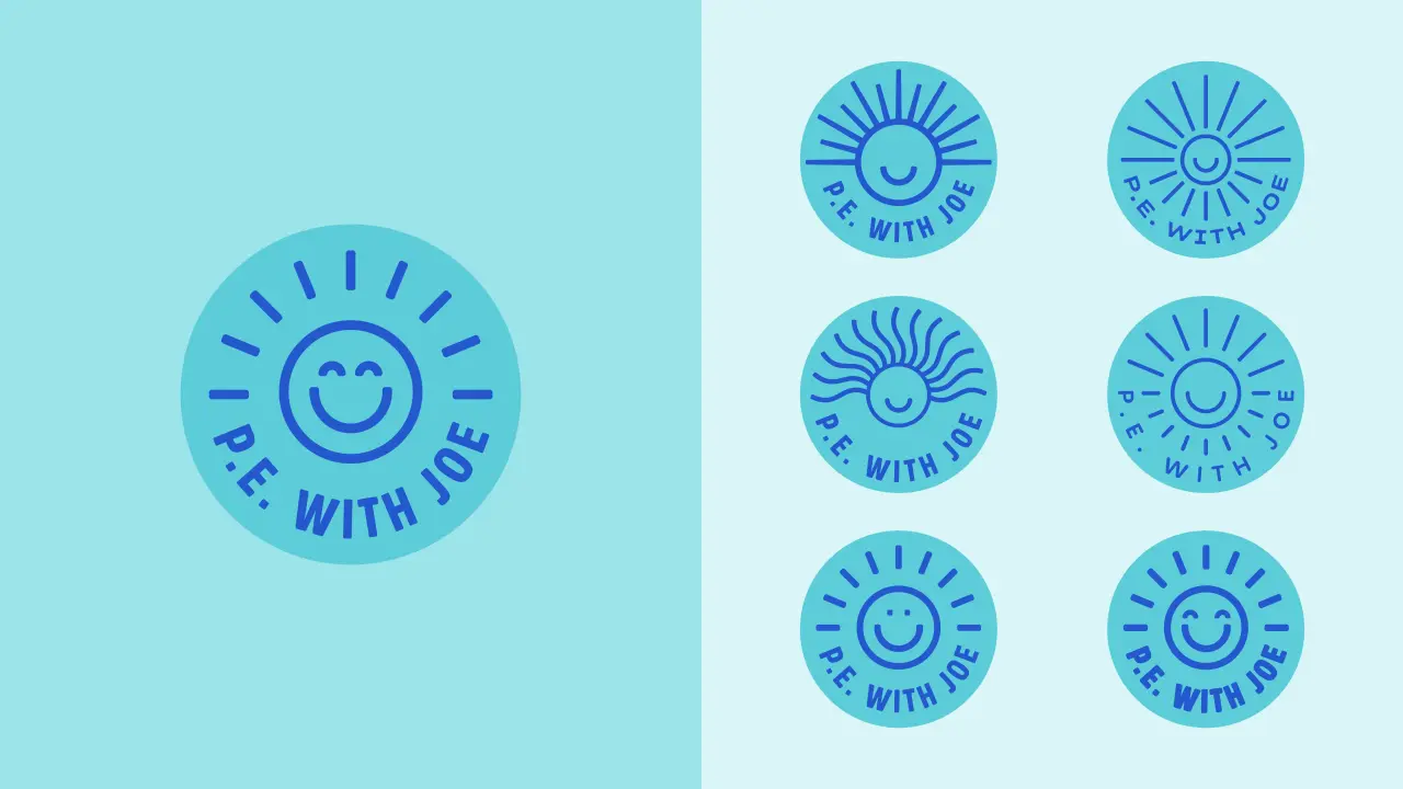 Some of the final logo development, alongside the final design on the left