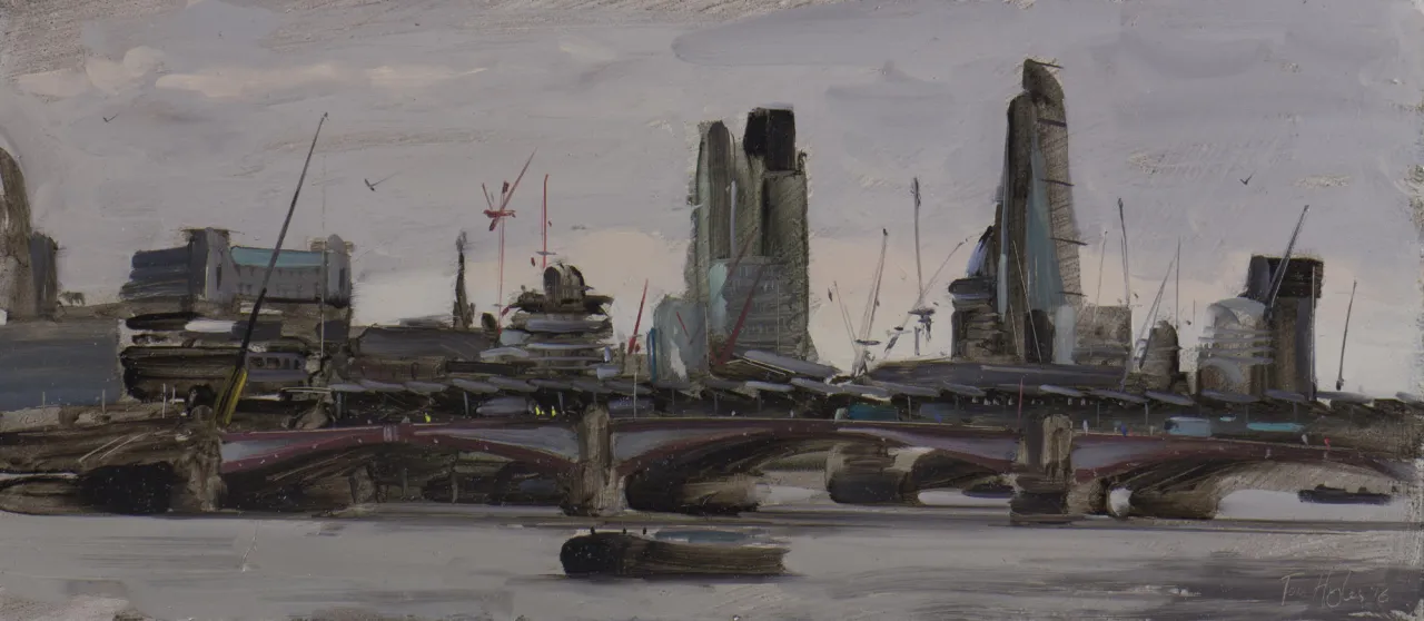 The city from Waterloo Bridge, stormy skies, February © Tom Hughes