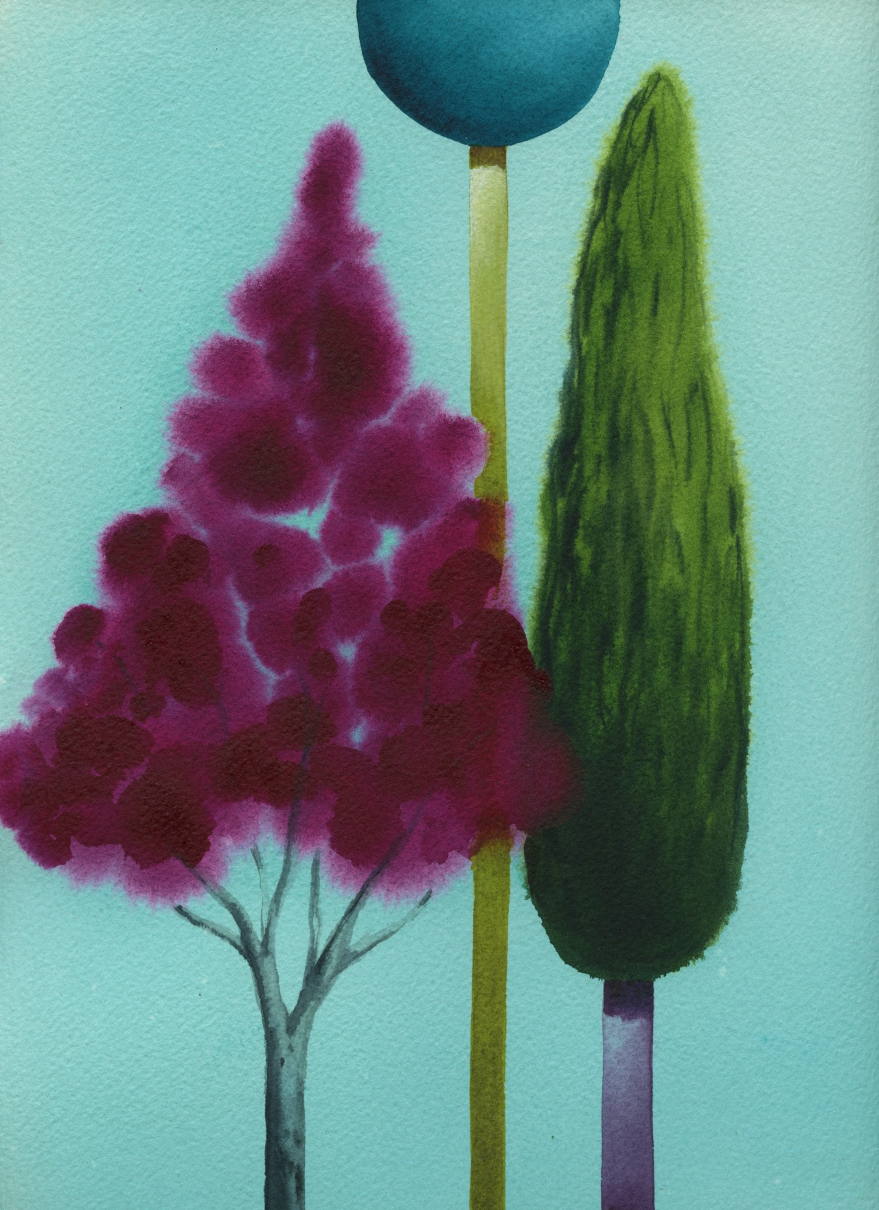 Trees, 2020. Watercolour on paper 30.5 x 22.9 cm / 12 x 9 in. All images: © Nicolas Party Courtesy the artist and Hauser & Wirth