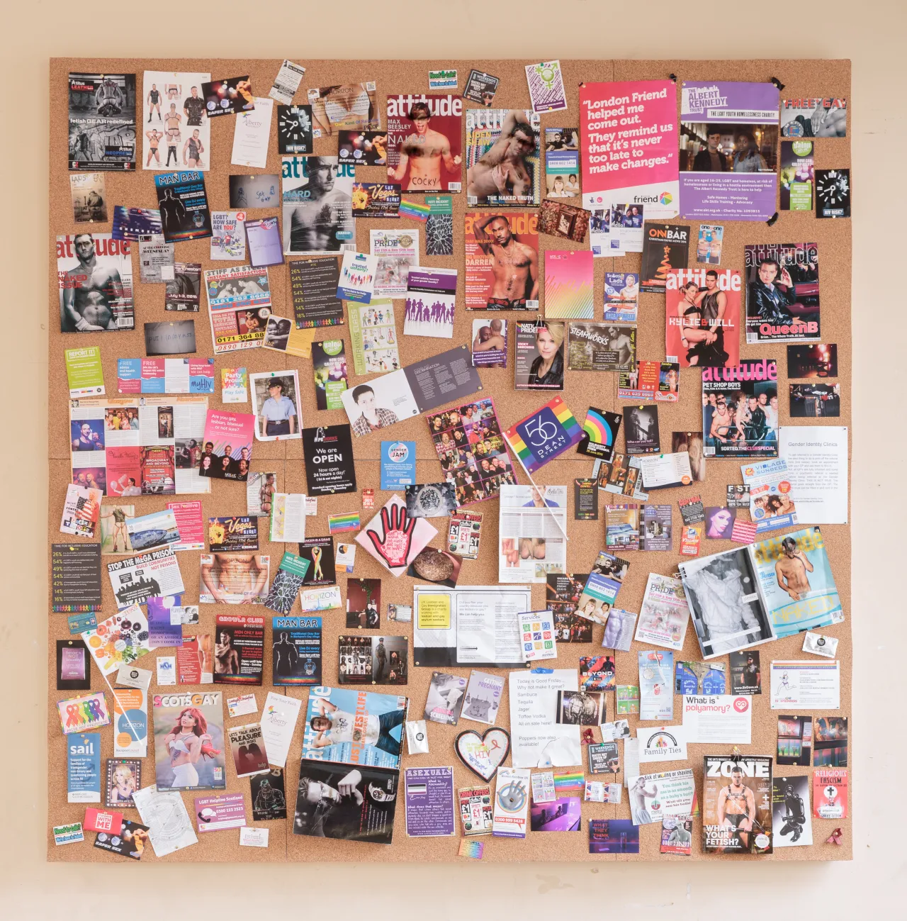 Hannah Quinlan & Rosie Hastings: The Scarcity of Liberty #2 2016 Cork board mounted on wooden frame, magazine pages, pins. Courtesy the artists and Arcadia Missa