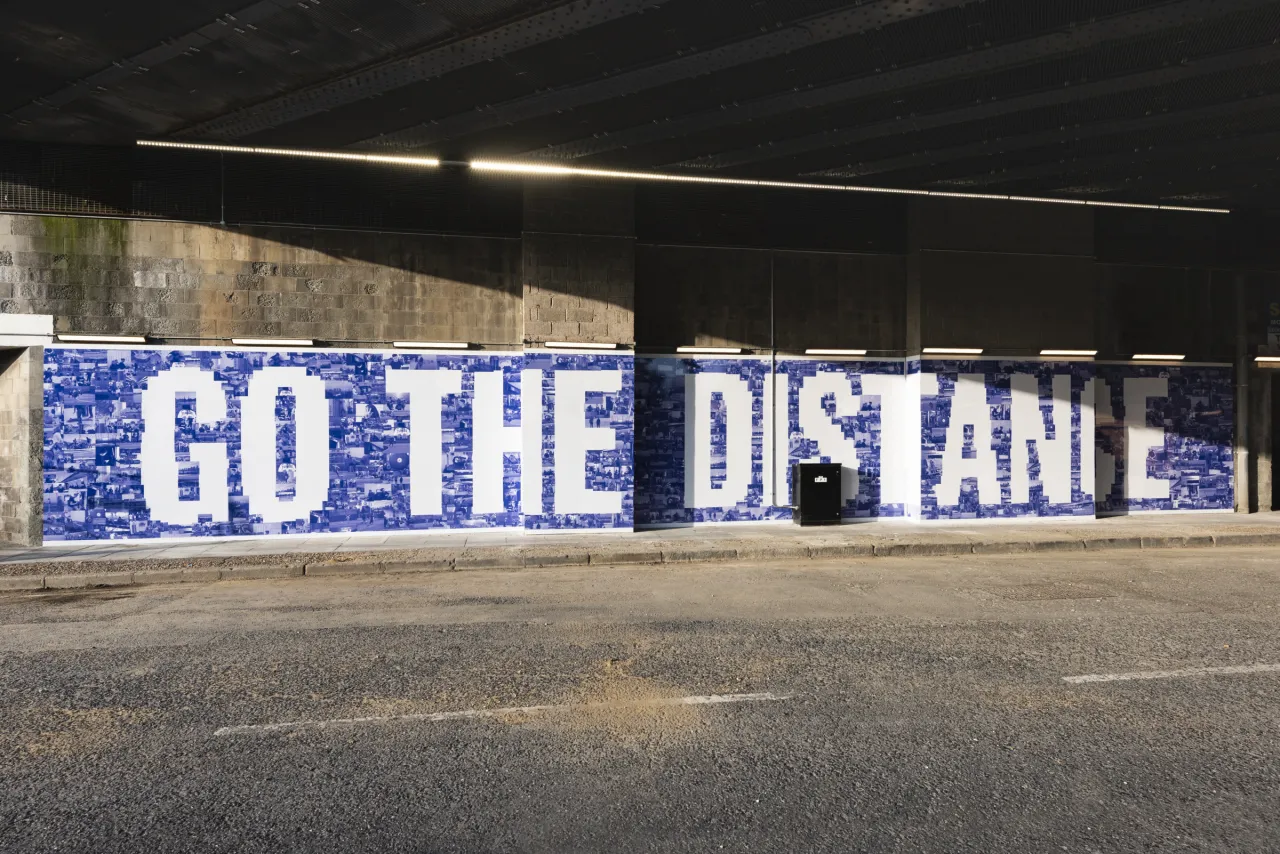 Go the Distance, 2019, Jessie Brennan (Part of the year-long series Making Space) Commissioned by the Royal Docks Team, a joint initiative by the Mayor of London and the Mayor of Newham. Produced and curated by UP Projects. Photo by Thierry Bal