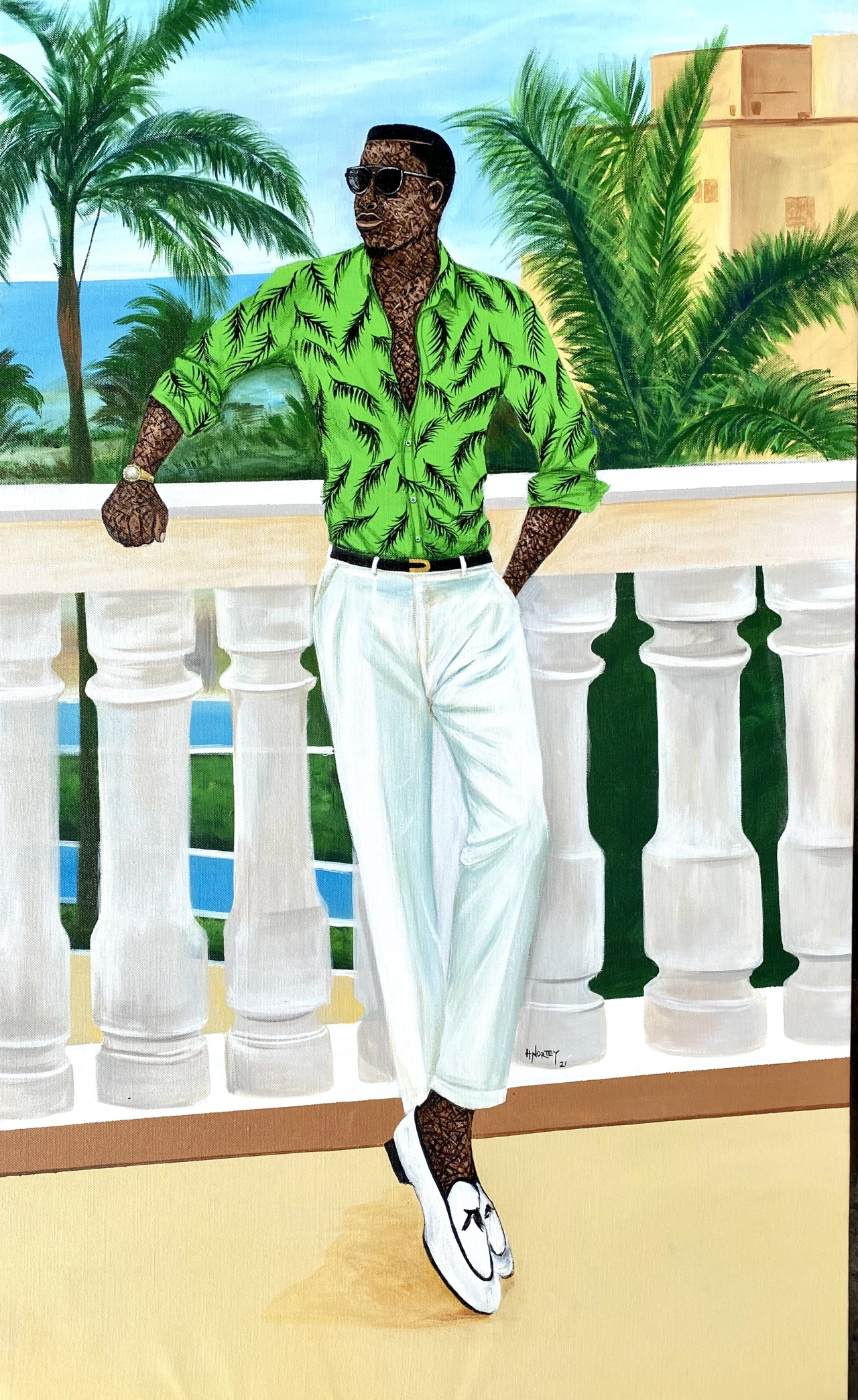 Hamid Nii Nortey, “Self confidence is the best outfit , rock it and own it”, 2021. Acrylic on canvas. Courtesy of the artist and of ADA contemporary art gallery