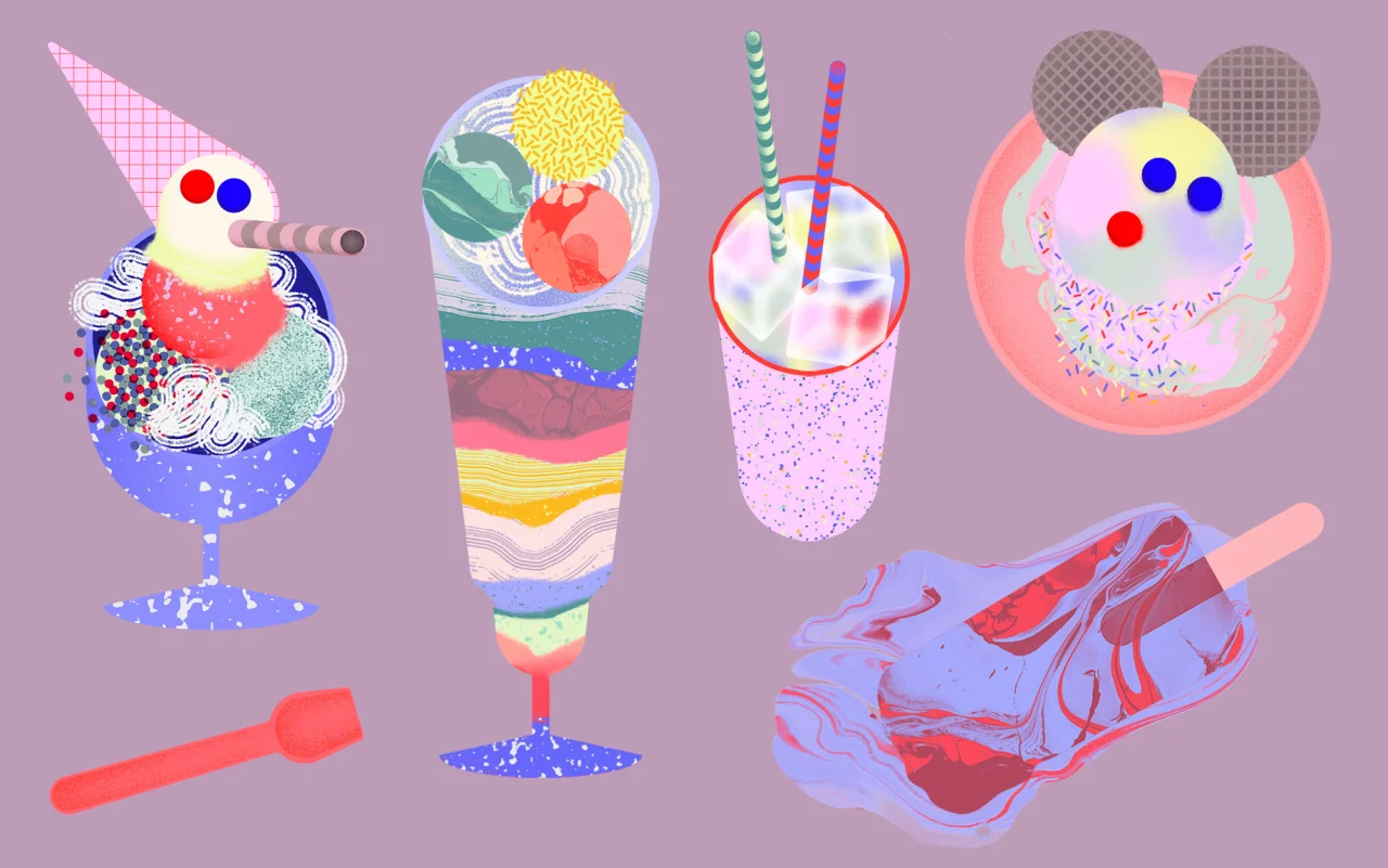 Ice cream: "I love ice cream, especially my favorite ice cream creations, Pinnochio and Mickey Mouse. They got a little creepy while melting."