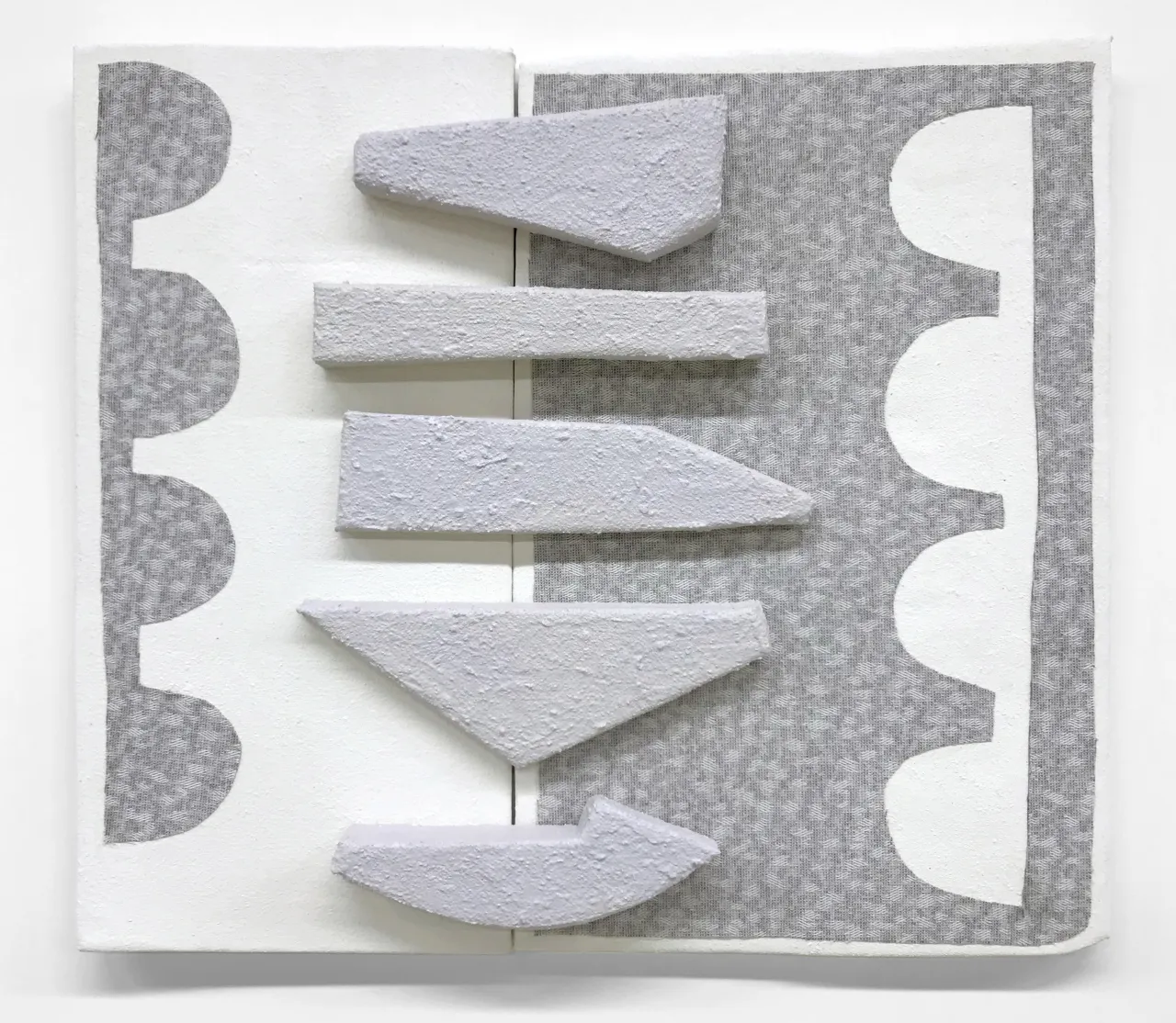 Leah Guadagnoli View from the Roof, 2018 acrylic, upholstery, fiber paste, and canvas on insulation board 15 x 17 x 3 inches Courtesy of the artist and VICTORI + MO