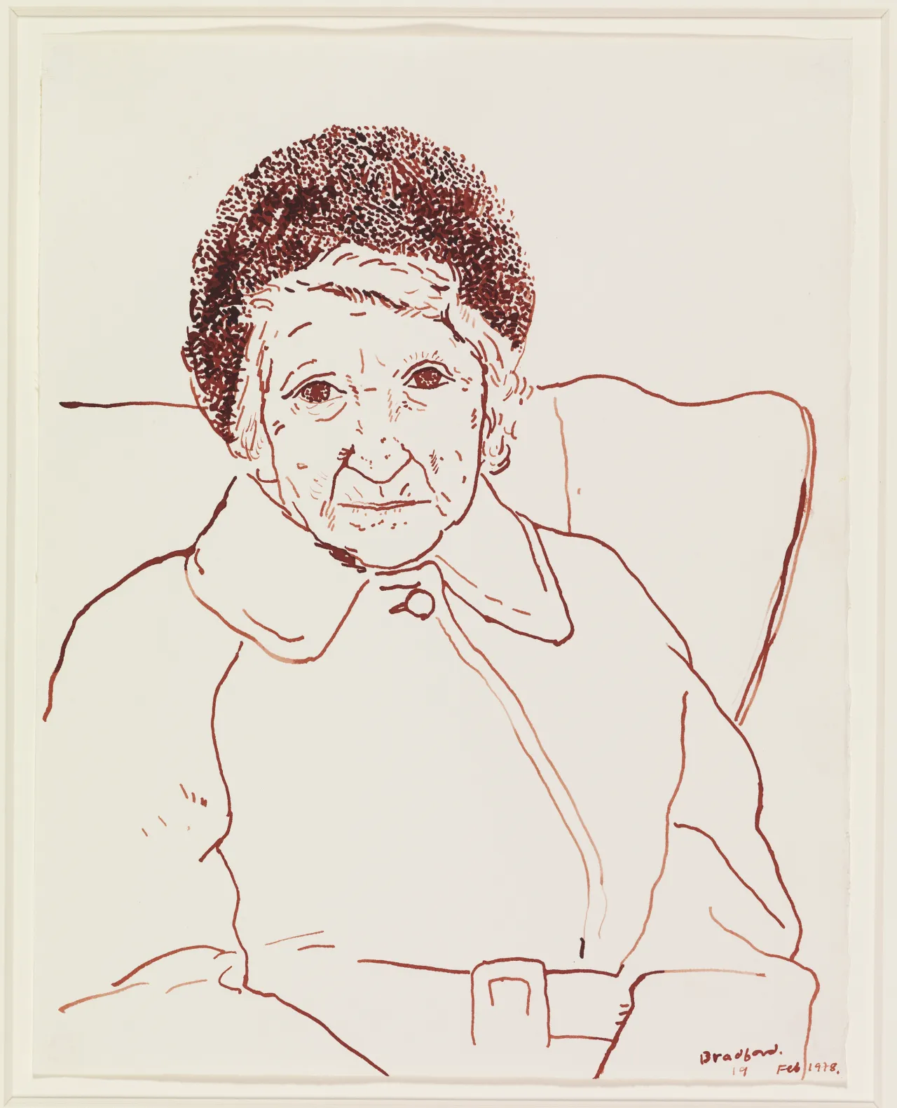 David Hockney Mother, Bradford. 19 Feb 1979, Sepia ink on paper 14 x 11" © David Hockney Photo Credit: Richard Schmidt Collection The David Hockney Foundation