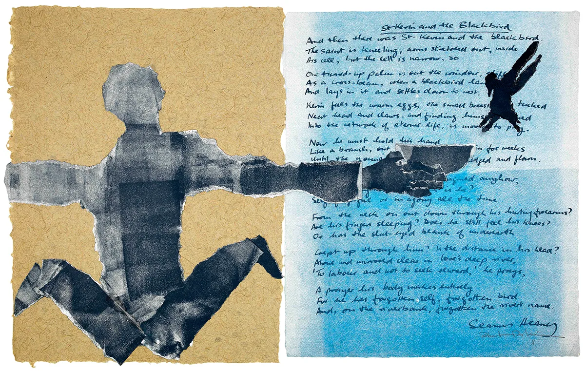 Robert Perkins, Seamus Heaney, St. Kevin and the Blackbird, 1989 © Robert Perkins. Courtesy the Artist and Benjamin Spademan Rare Books. Photo by Louie Fasciolo