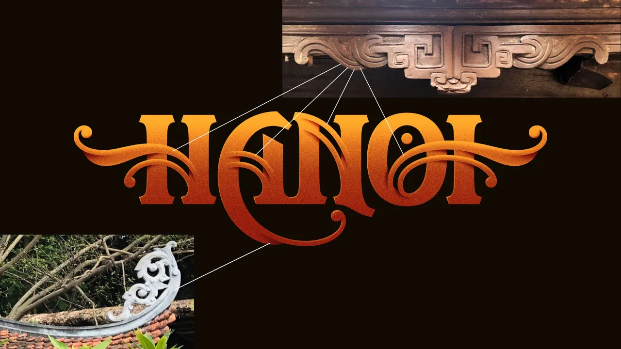 Hanoi lettering. Inspired by interior and architectural details from around the city of Hanoi.