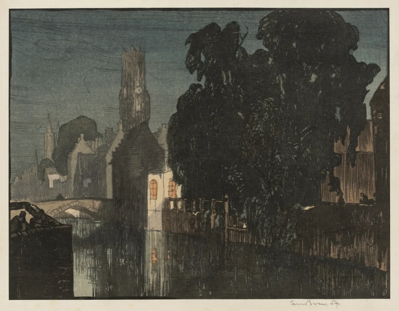 Yoshijiro Urushibara (1888–1953) after Frank Brangwyn RA (1867–1956) Le Quai Vert, Bruges c. 1919