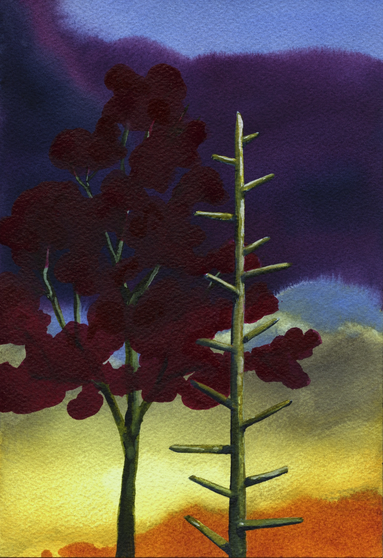 Trees, 2020. Watercolour on paper 25.4 x 17.8 cm / 10 x 7 in. All images: © Nicolas Party Courtesy the artist and Hauser & Wirth