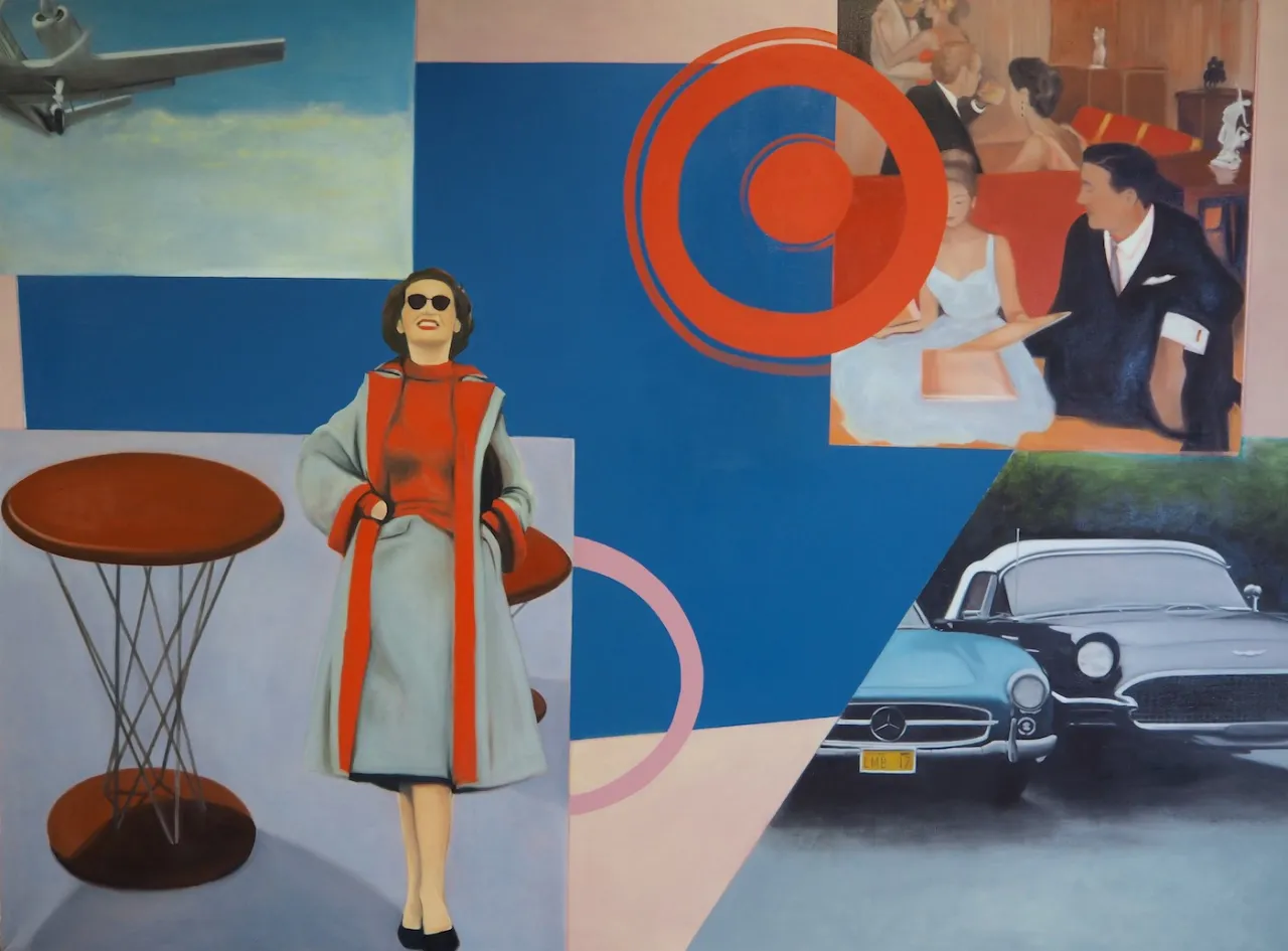 Lydia Blakeley, For Export, 2017. Oil on linen, 145 x 195cm. Photo Ciaran Davies