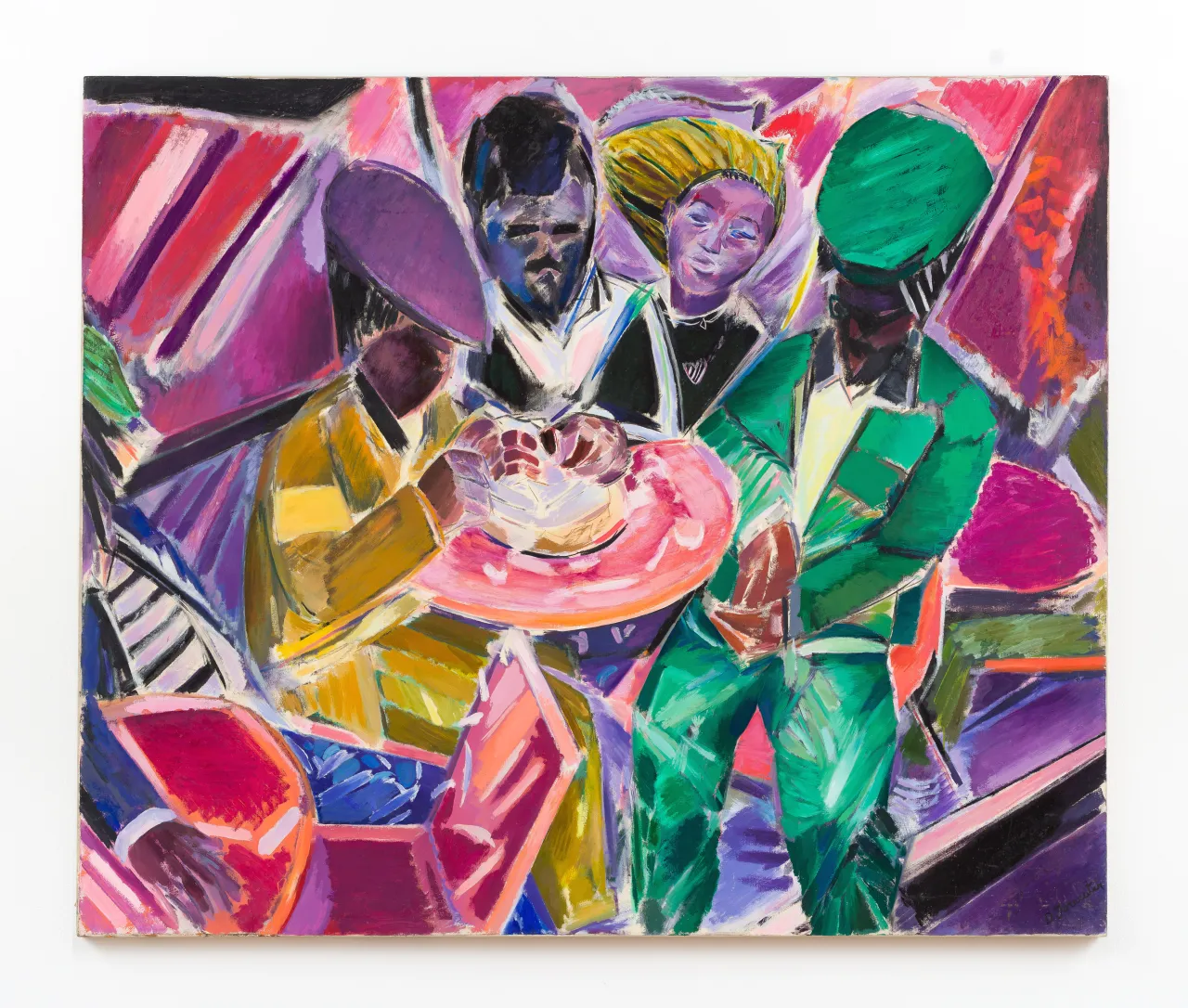 Denzil Forrester, ‘Night Owls’, 1995. Oil on canvas, 152.5 x 182cm (60 1/8 x 71 5/8in). Copyright Denzil Forrester. Courtesy the artist and Stephen Friedman Gallery, London