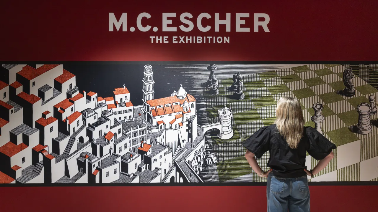 Installation View – M.C.Escher The Exhibition, Somerset House 2026. Photo: Stephen Chung