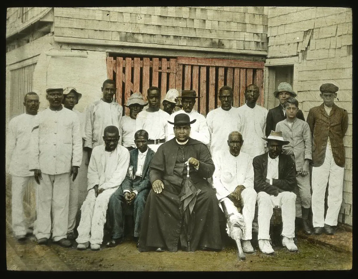 Father Purcell & Converts, Jamaica. Unknown photographer, c. 1890.  Courtesy Caribbean Photo Archive / Autograph ABP