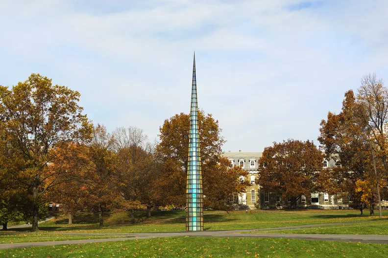Kimsooja – A Needle Woman: Galaxy was a Memory, Earth is a Souvenir, 2014. Steel, polymer laminated acrylic panel, circular mirror. Developed with Cornell Council for the Arts for Intimate Cosmologies: The Aesthetics of Scale in an Age of Nanotechnology, 2014 CCA. Biennial, Cornell University. Courtesy: Axel Vervoordt Gallery
