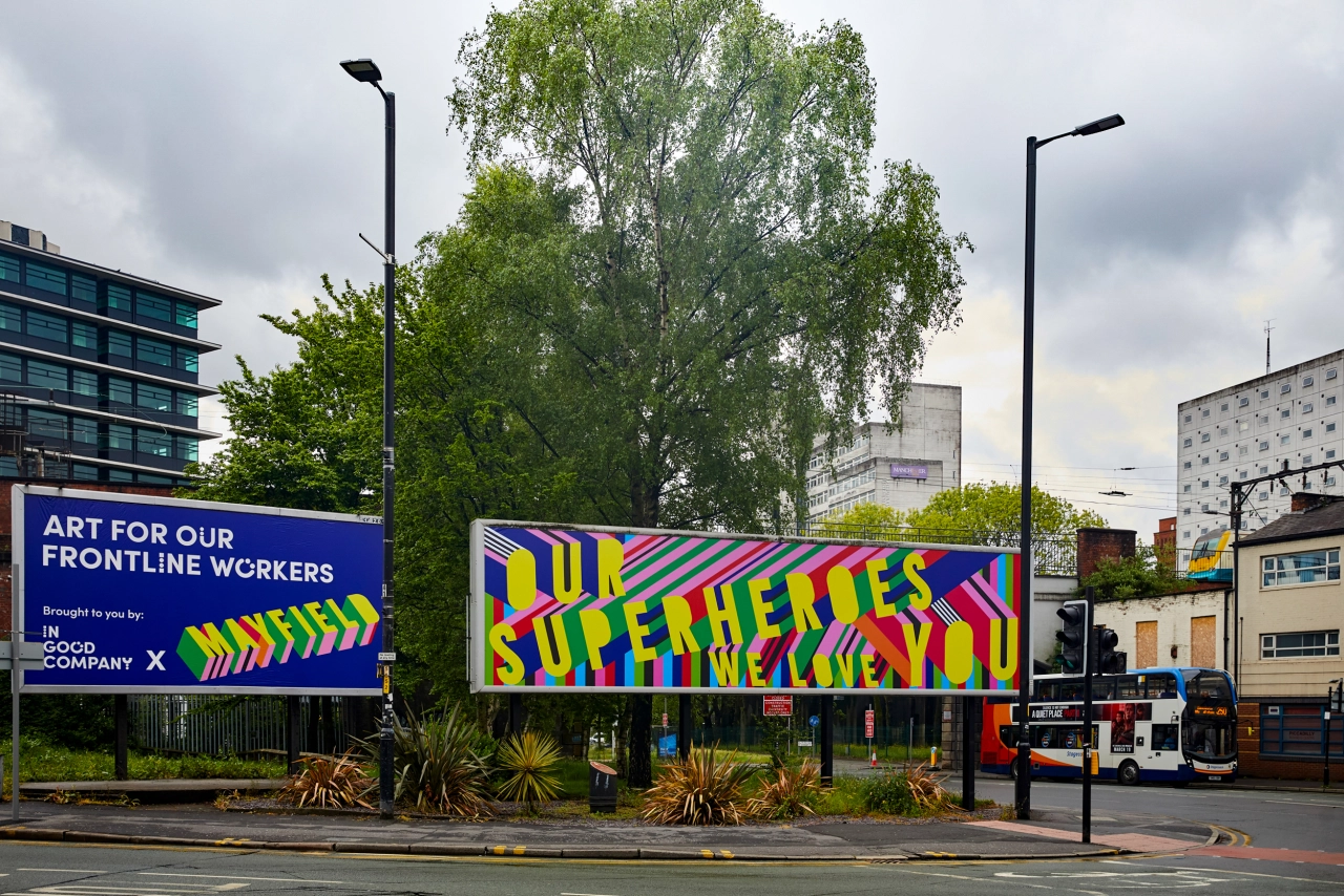 Manchester Billboards designed by British artist and designer, Morag Myerscough.  Photographed by Mark Waugh
