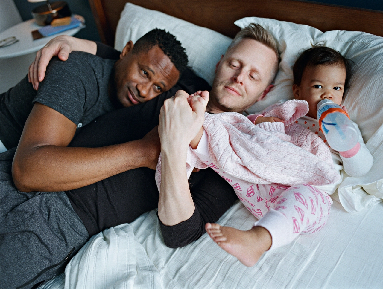 Harrison and Christopher with their daugther Genhi. Brooklyn, New York © Bart Heynen from 'Dads' published by powerHouse Books