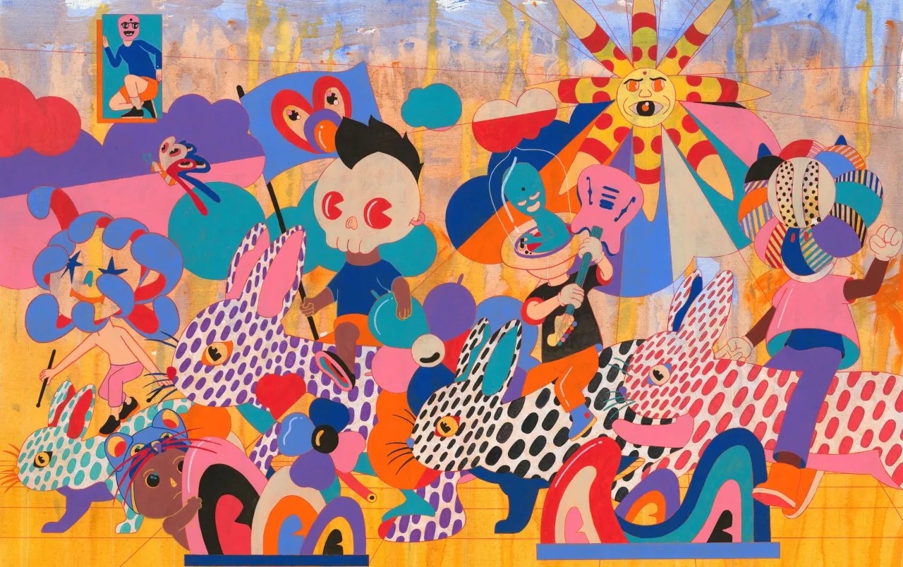 Band Practice Acrylic on 250gm paper, 33 X 23.4", 2025@ MURUGIAH