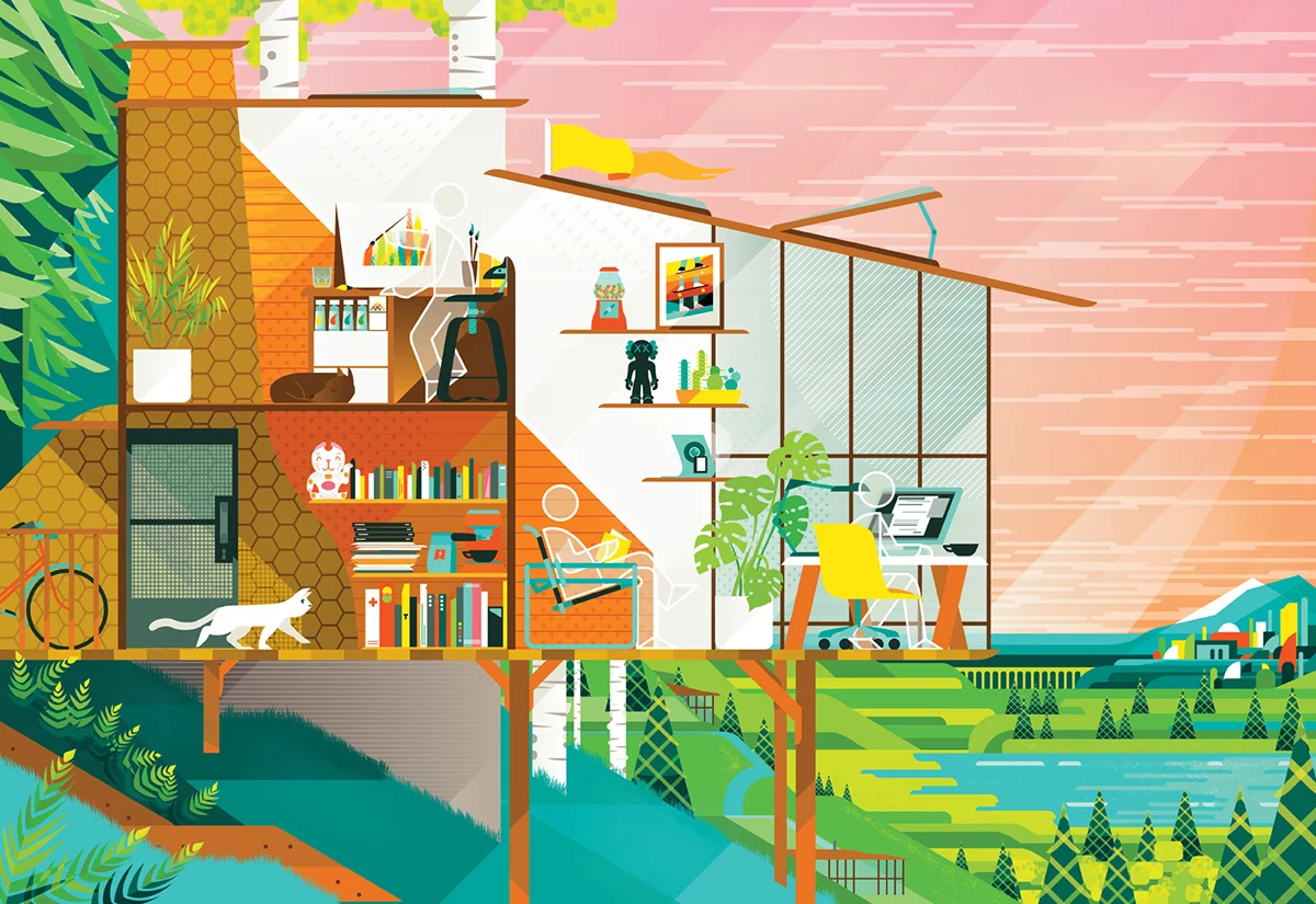 The dream creative workspace, as illustrated by [Ben The Illustrator](https://bentheillustrator.com/)