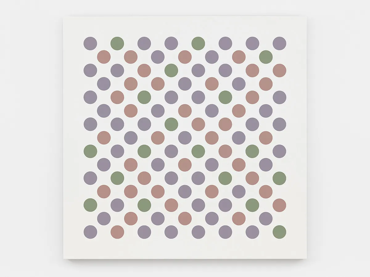 Bridget Riley Measure for Measure 2 2016 Acrylic on canvas 55 1/4 x 55 1/4 inches 140.5 x 140.5 cm © Bridget Riley 2017, all rights reserved. Courtesy David Zwirner, New York/London