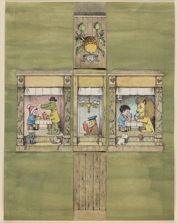 Maurice Sendak, Mockup for the Cover of Nutshell Library, 1962, ink and tempera, 10 3/8 x 8 1/8” ©The Maurice Sendak Foundation