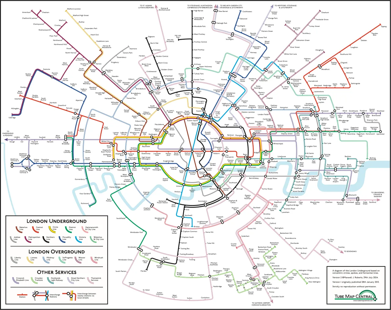 London Circles map 2024 by Maxwell Roberts. Image courtesy Maxwell Roberts, [tubemapcentral.com](https://www.tubemapcentral.com)