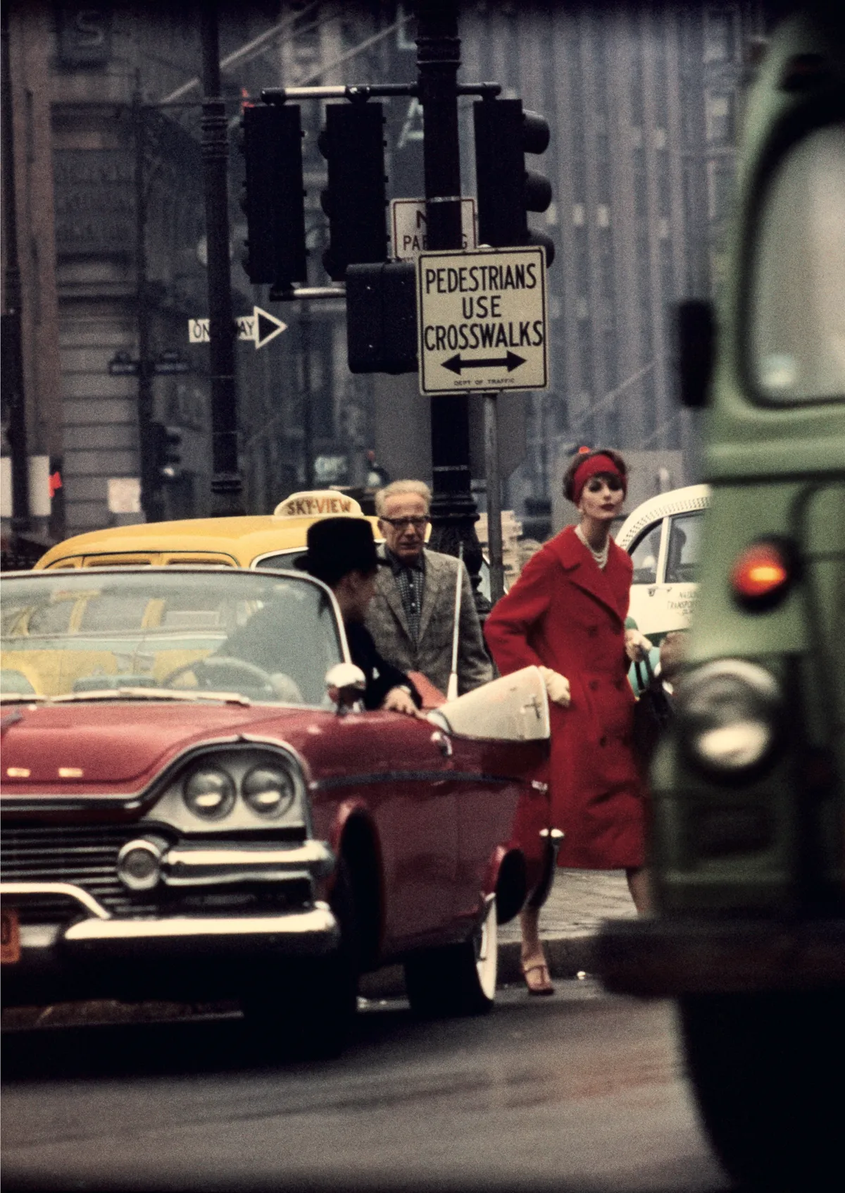 Anne St. Marie + cruiser, New York, 1958 (Vogue) © William Klein