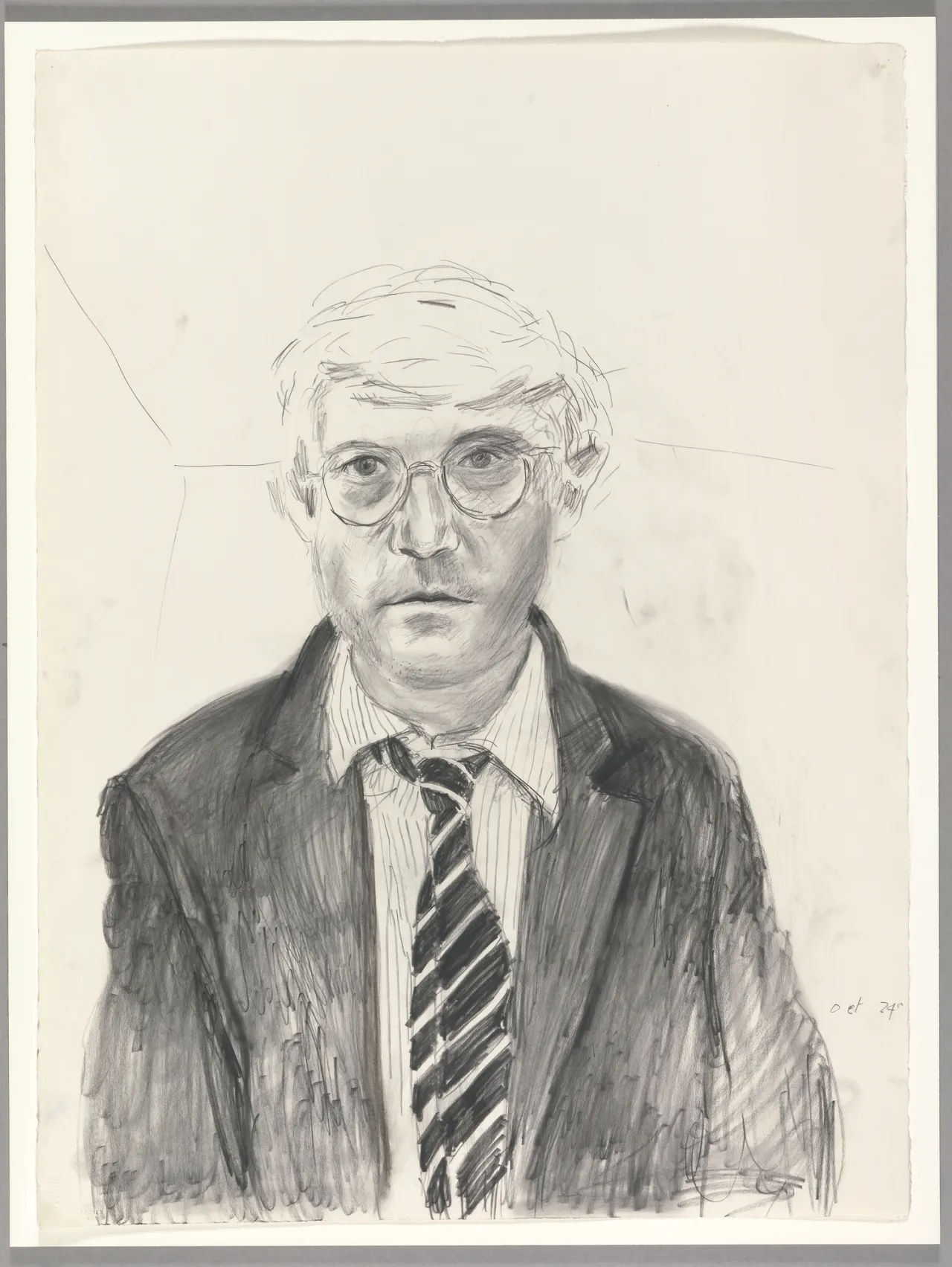 David Hockney "Self Portrait Oct. 24th" 1983 Charcoal on paper 30 x 22 1/2" © David Hockney Photo Credit: Richard Schmidt Collection The David Hockney Foundation