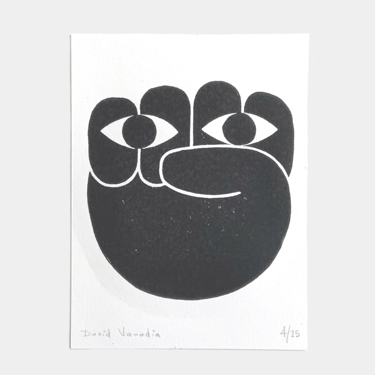 Poing Bien Levé, Linocut Print © David Vanadia