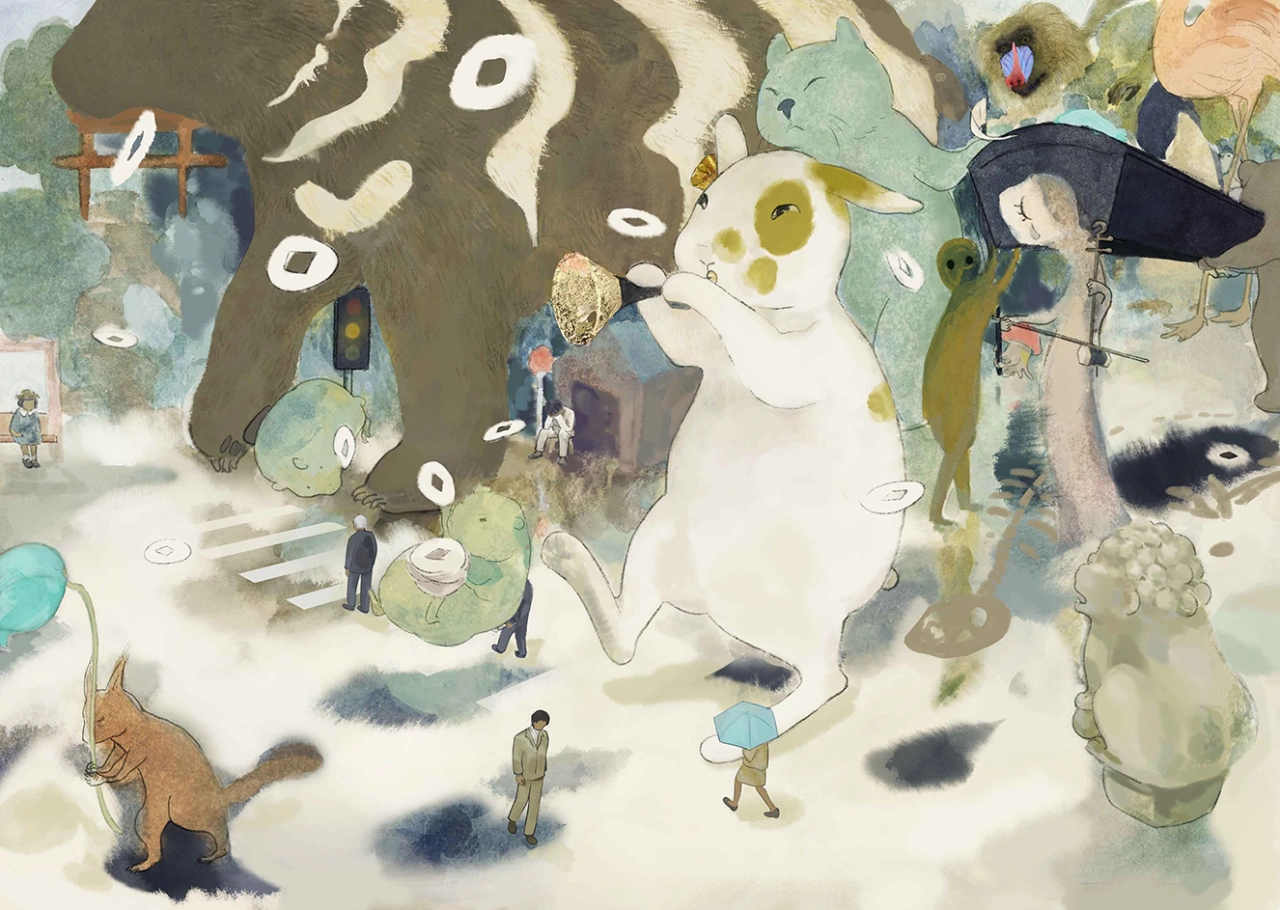This piece, Rabbit at a Funeral Procession, continues the dream-like themes of Agoraphobia