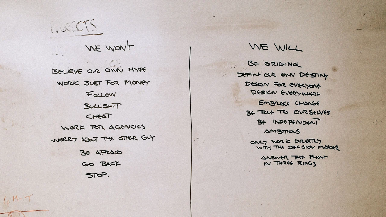 Original list of things they would and wouldn't do, on founding DixonBaxi