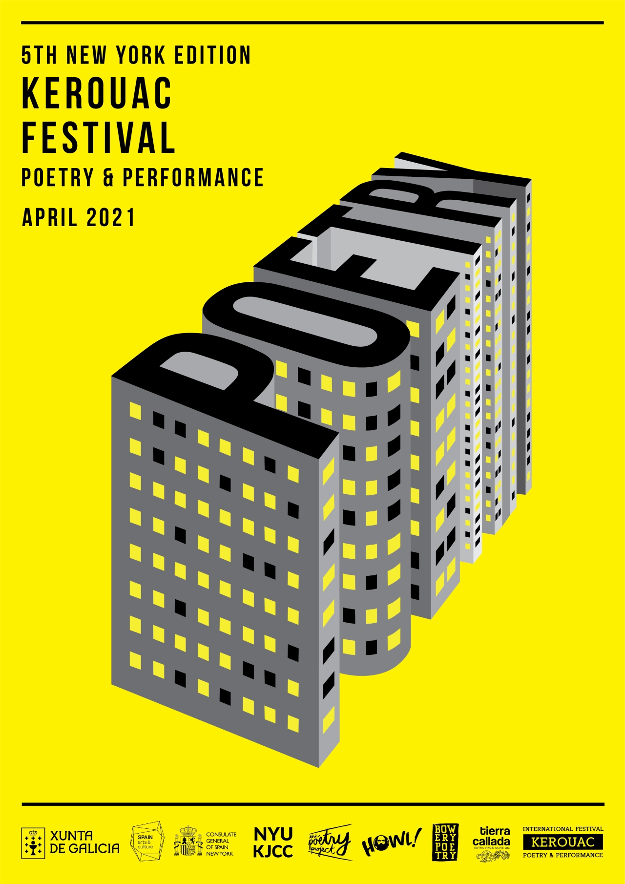 Illustration and the poster for the next Kerouac Festival in NYC by Vanesa Álvarez