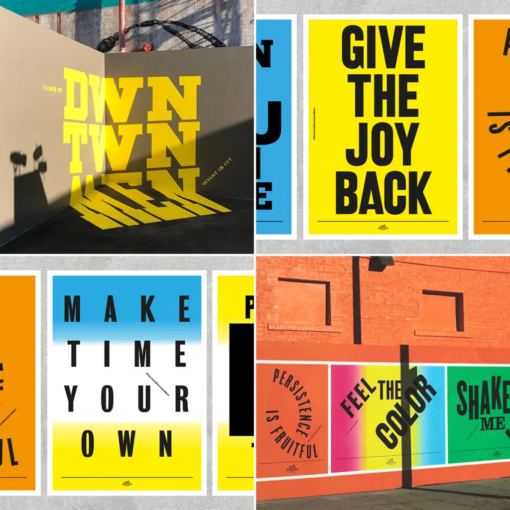 Wall paintings, screen-print posters and animations for Hermès men’s collection launch in LA