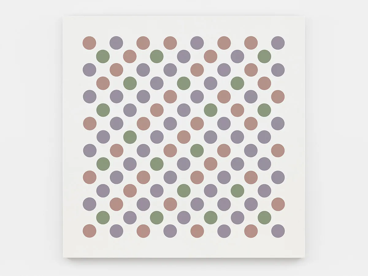 Bridget Riley Measure for Measure 14 2017 Acrylic on canvas 55 1/4 x 55 1/4 inches 140.5 x 140.5 cm © Bridget Riley 2017, all rights reserved. Courtesy David Zwirner, New York/London
