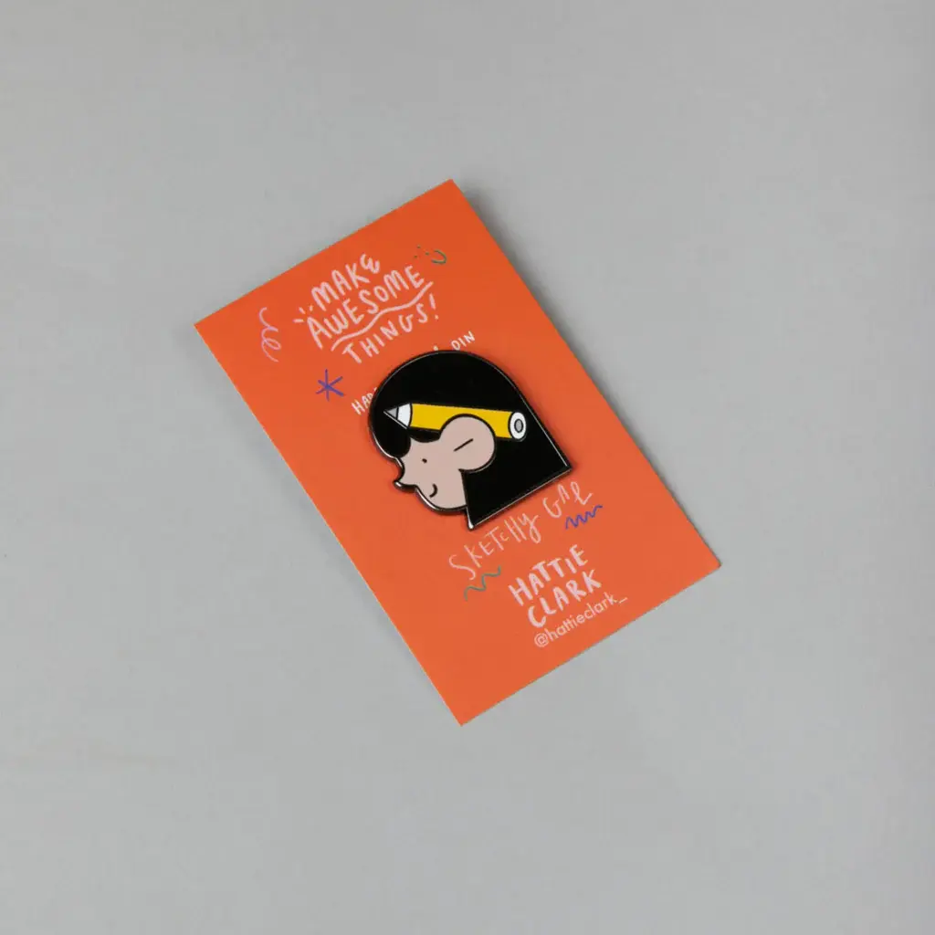 Sketchy Girl Pin Badge by Hattie Clark