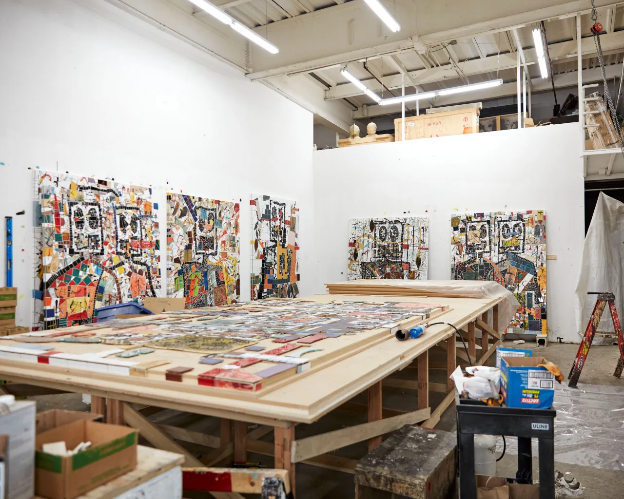 Rashid Johnson in the studio  2020  © Rashid Johnson  Courtesy the artist and Hauser & Wirth  Photo: Axel Dupeux