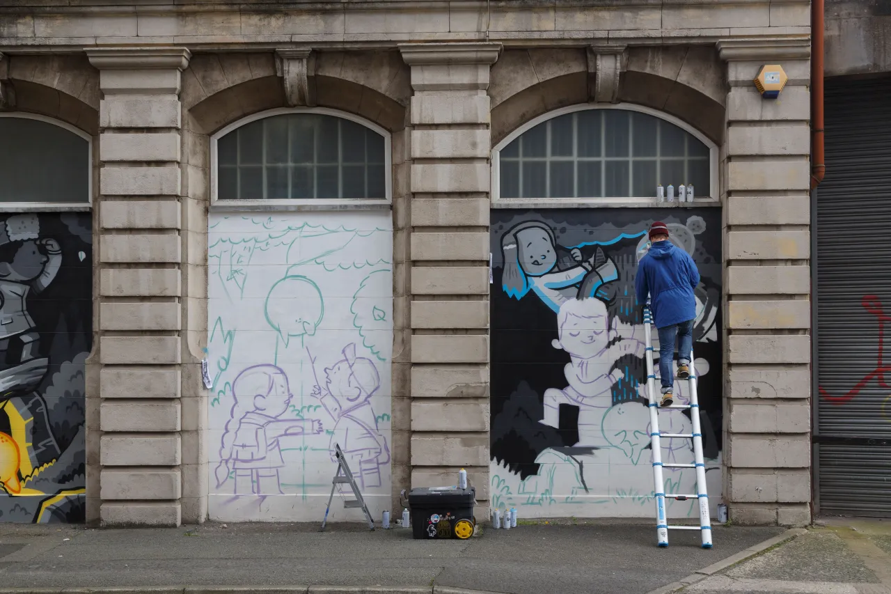 Work by Hammo at Ellis Brigham Mountain Sports, Castlefield. Photograph by David Oates