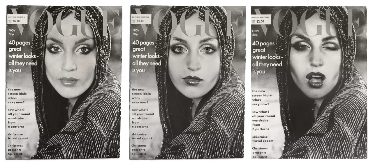Cover Girl (Vogue) by Cindy Sherman, 1976 / 2011. Courtesy of the artist and Metro Pictures, New York Please note this is one work. All three covers must be shown together, as above