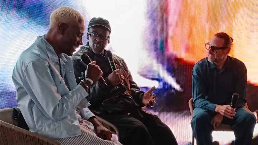 Left to right: Tafari Hinds from Red Eye Media, Remi Kabaka Jnr from Gorillaz and Mark Dale, founder of W1 Curates