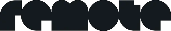 Remote's new black wordmark logo featuring chunky geometric letterforms stacked together