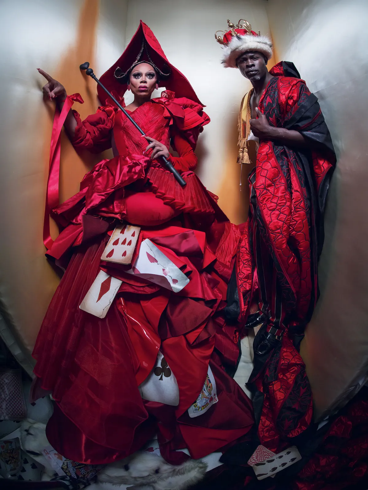 RuPaul and Djimon Hounsou as The Queen and King of Hearts