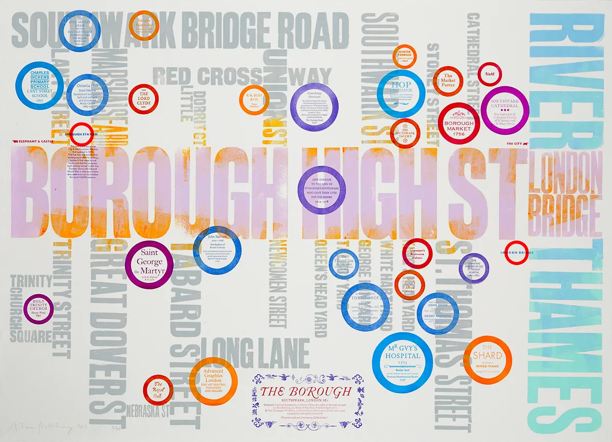 Alan Kitching The Borough 2011 Letter Press Print Edition size: 45 Image and paper size: 60.5 x 84cm