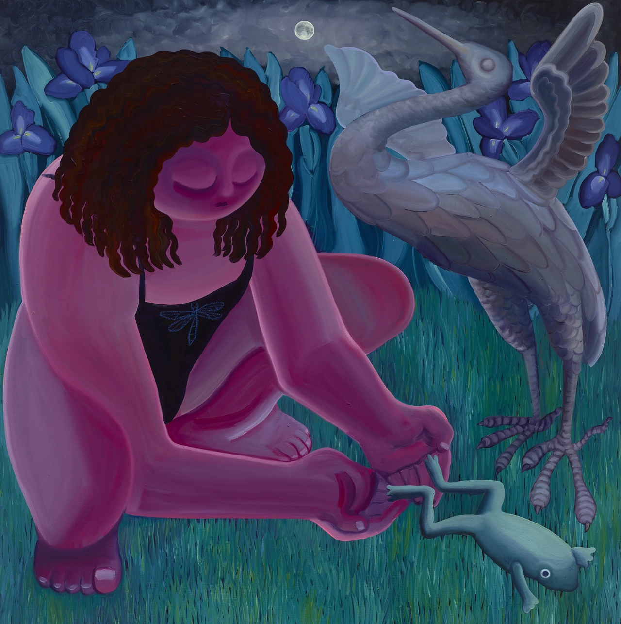Frog at Night with Crane, 2022. Image courtesy the artist, Library Street Collective, Detroit; and albertz benda, New York and Los Angeles. Photo by Thomas Dubrock
